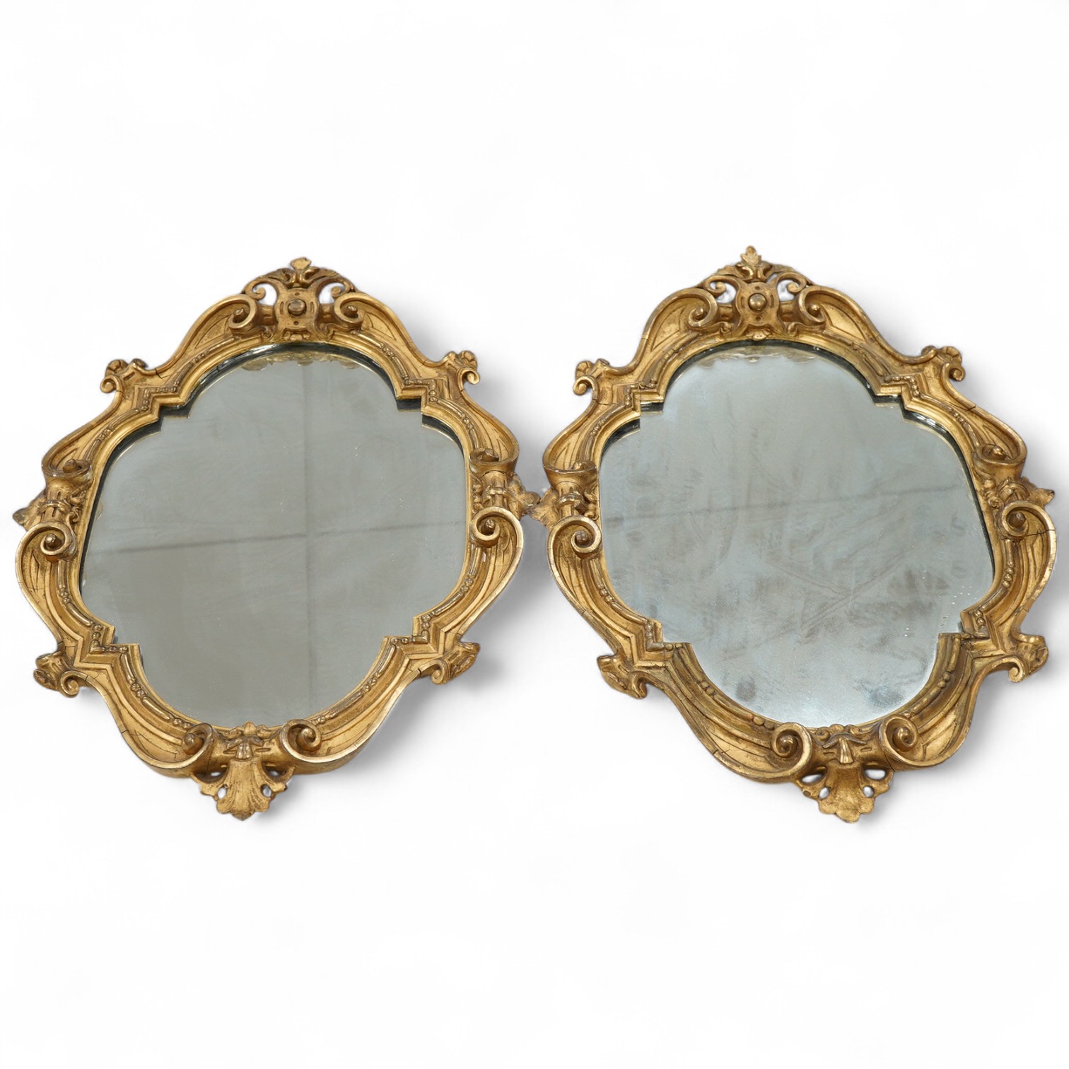 A pair of 19th century gilt wood wall mirrors, 55.5cm